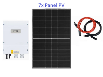 Zestaw solarny 3115 W do grzania wody z podgrzewaczem wody 120 l i grzałką 2kW: Przetwornica ECO Solar Boost MPPT-4000 4kW + 7x Panel solarny monokrystaliczny 445W + 2x25mb kabel solarny+ złącza MC4